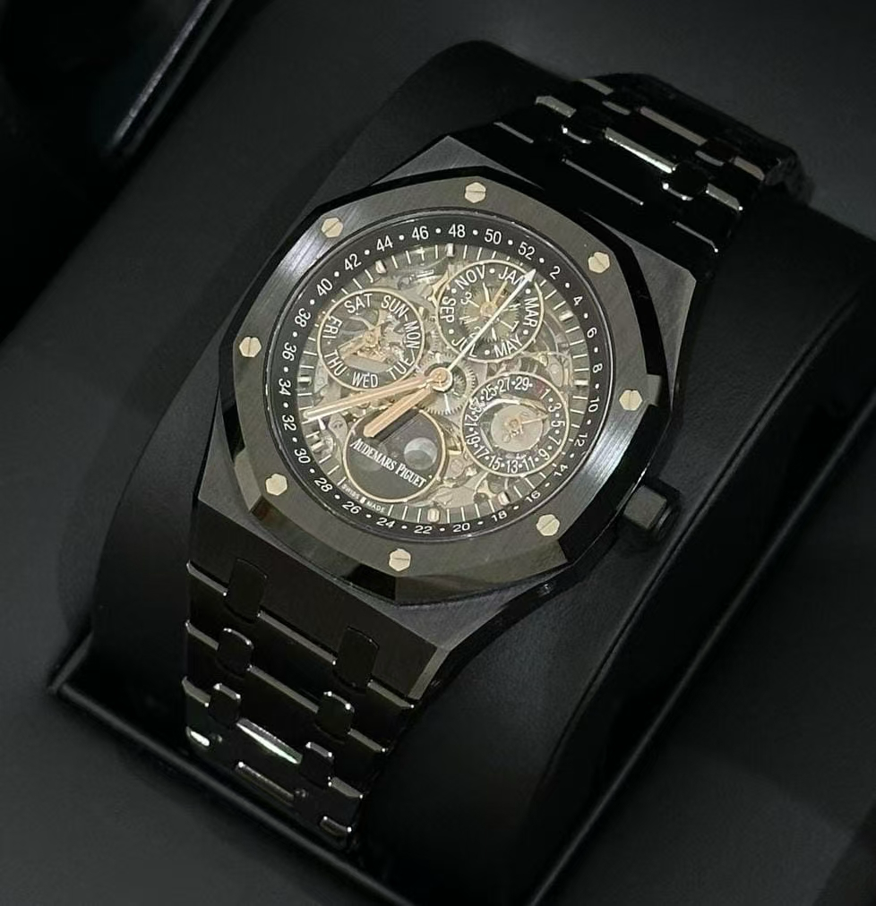 Audemars Piguet Royal Oak Perpetual Calendar Openworked – Black Ceramic 26585CE)
