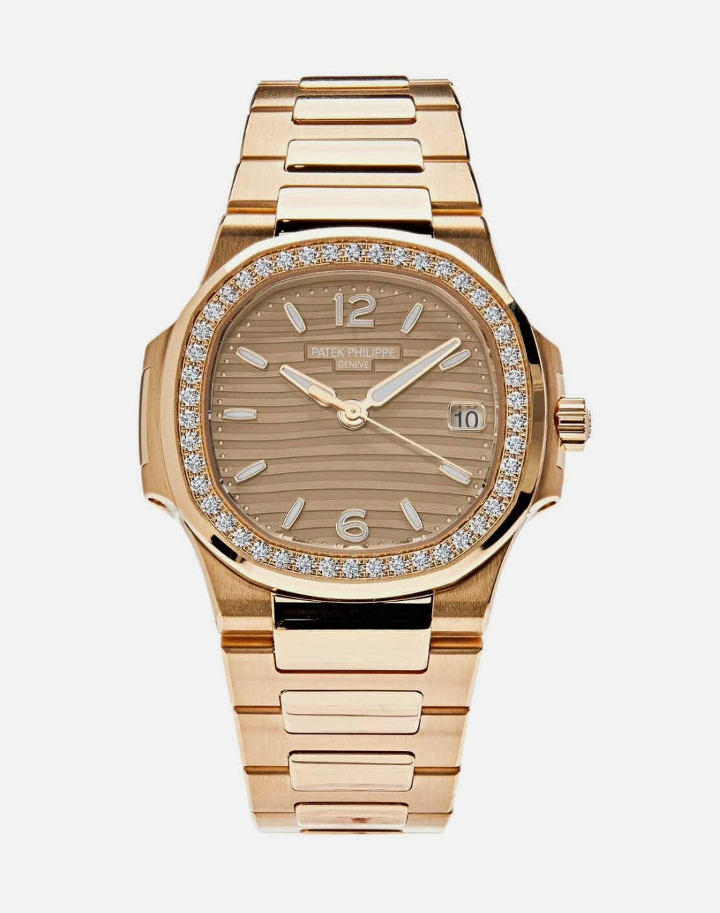 Patek Philippe Ladies Nautilus Quartz Rose Gold Diamond Bezel 7010/1R-012